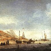 Simon de Vlieger A Beach with Shipping Offshore Norge oil painting reproduction